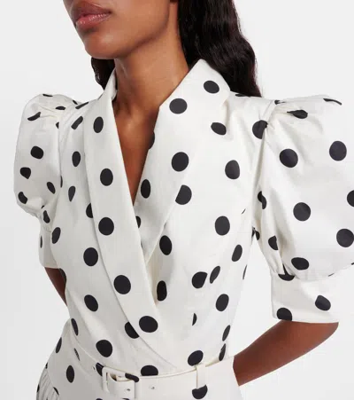 Rebecca Vallance Maisie Polka-dot Cotton-blend Midi Dress In White