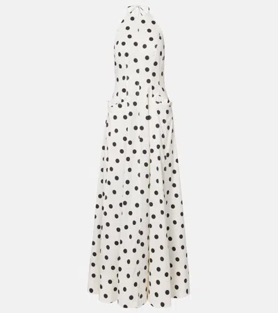 Rebecca Vallance Maisie Polka-dot Cotton-blend Maxi Dress In White