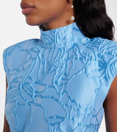 Rebecca Vallance Aegir Belted Jacquard Midi Dress In Blue