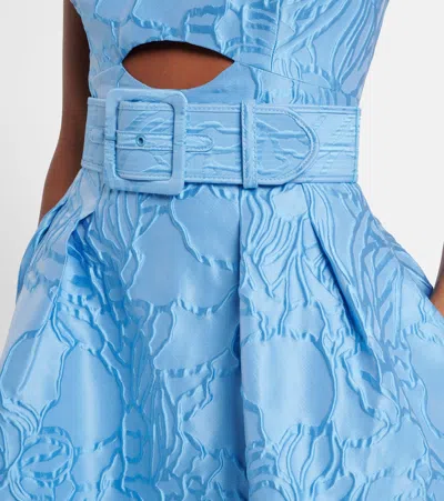Rebecca Vallance Aegir Belted Jacquard Midi Dress In Blue