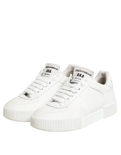 Pre-owned Dolce & Gabbana White Miami Leather Low Top Sneakers Women's Shoes ()