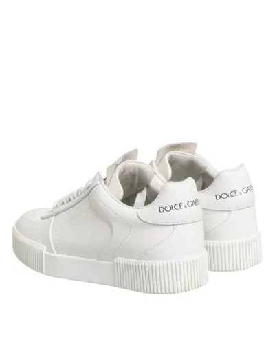Pre-owned Dolce & Gabbana White Miami Leather Low Top Sneakers Women's Shoes ()