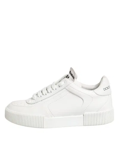 Pre-owned Dolce & Gabbana White Miami Leather Low Top Sneakers Women's Shoes ()