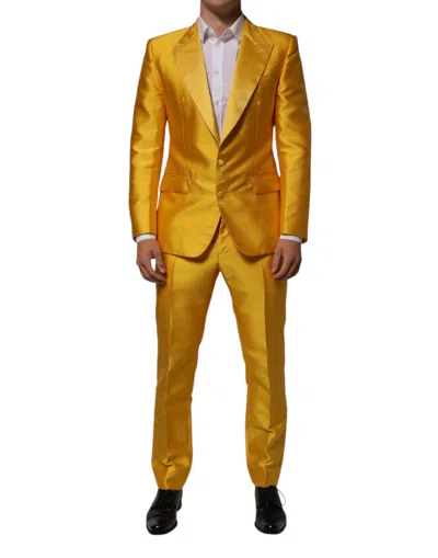 Pre-owned Dolce & Gabbana Yellow 2 Piece Silk Blend Men Suit Men's Sicilia ()