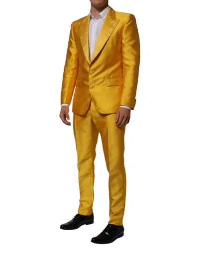 Pre-owned Dolce & Gabbana Yellow 2 Piece Silk Blend Men Suit Men's Sicilia ()