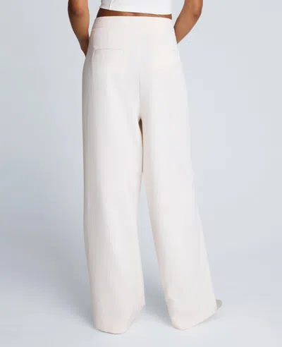 Kenneth Cole Luxe Twill Fly Front Asymmetrical Crossover Pant In White