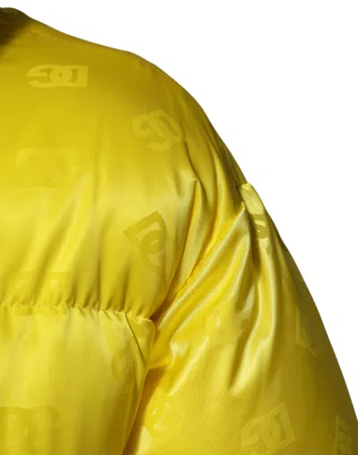 Pre-owned Dolce & Gabbana Yellow Nylon Logo Puffer Bomber Men Men's Jacket ()