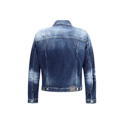 Dsquared2 Distressed Denim Jacket With Button-up Front In Blue