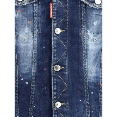 Dsquared2 Distressed Denim Jacket With Button-up Front In Blue