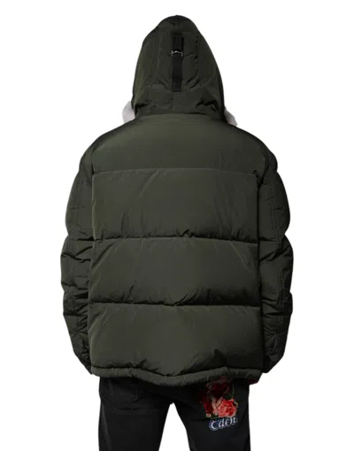 Dsquared2 Dsquared² Green Hooded Long Sleeves Fur Shearling Men's Jacket In Green