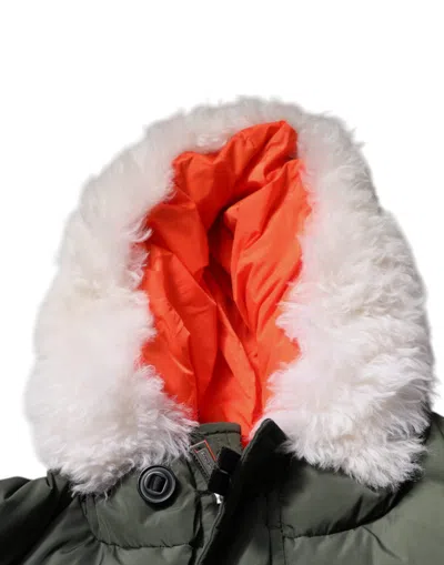 Dsquared2 Dsquared² Green Hooded Long Sleeves Fur Shearling Men's Jacket In Green