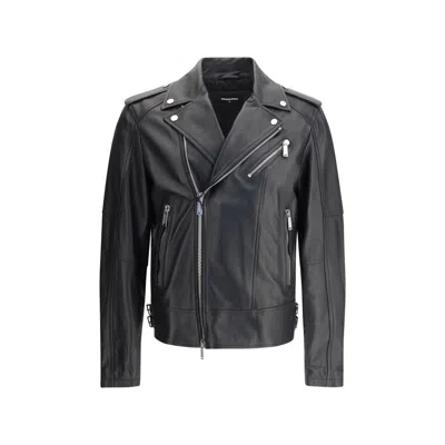 Dsquared2 Kiodo Leather Jacket In Black