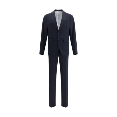 Dsquared2 Black Fleece Wool Two-piece Suit In Blue