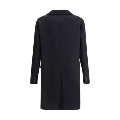 Dsquared2 Single-breasted Midi Coat With Monogram Lining In Black
