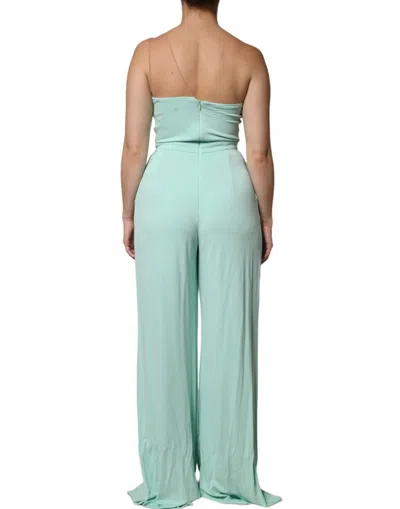 Pre-owned Elisabetta Franchi Mint Green One Shoulder Long Jumpsuit Women's Dress ()