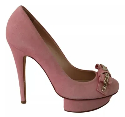 Pre-owned Elisabetta Franchi Pink Bow Stiletto Heel Pumps Women's Shoes ()