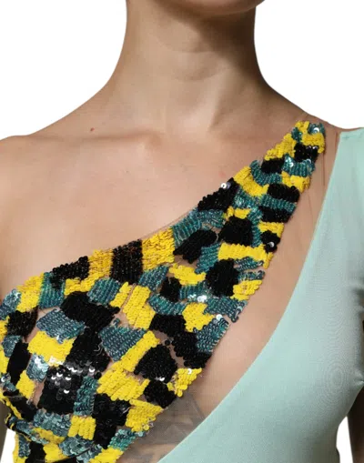 Pre-owned Elisabetta Franchi Mint Green One Shoulder Long Jumpsuit Women's Dress ()