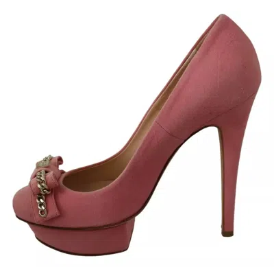 Pre-owned Elisabetta Franchi Pink Bow Stiletto Heel Pumps Women's Shoes ()