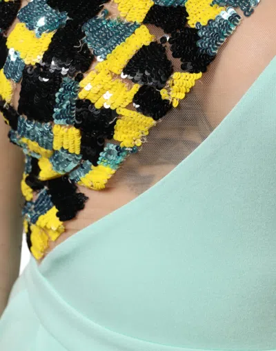 Pre-owned Elisabetta Franchi Mint Green One Shoulder Long Jumpsuit Women's Dress ()