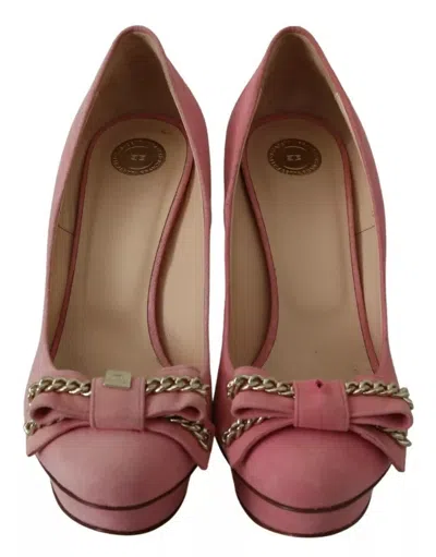 Pre-owned Elisabetta Franchi Pink Bow Stiletto Heel Pumps Women's Shoes ()
