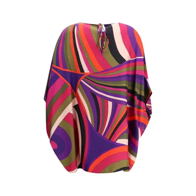 Pucci Short Caftan In Silk With Marmo Print In Multi