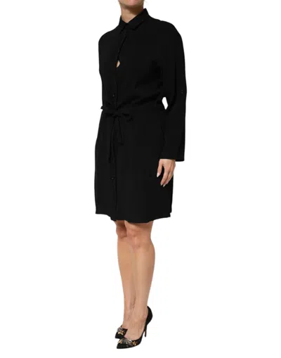 Pre-owned Emporio Armani Black Viscose Blend Shirt Style Belted  Women's Dress ()