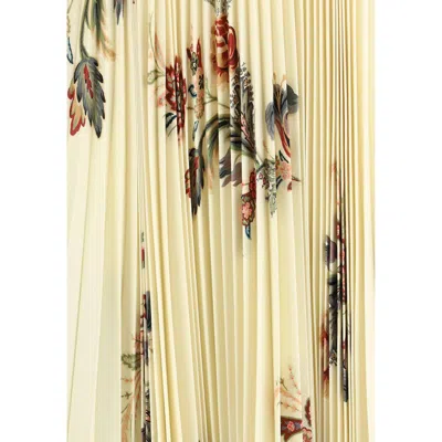 Etro Pleated Midi Skirt With Floral Print In Multi