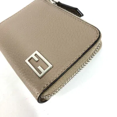 Pre-owned Fendi Beige Leather Coin Purse/coin Case () In Sand