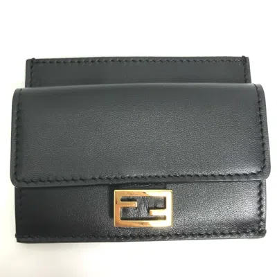 Pre-owned Fendi Black Leather Coin Purse/coin Case ()