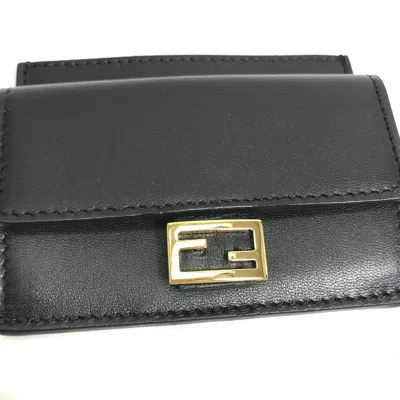 Pre-owned Fendi Black Leather Coin Purse/coin Case ()