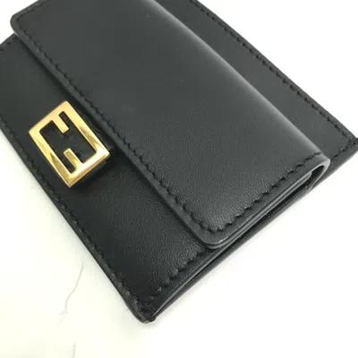 Pre-owned Fendi Black Leather Coin Purse/coin Case ()