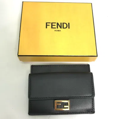 Pre-owned Fendi Black Leather Coin Purse/coin Case ()