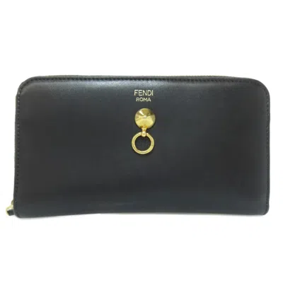Pre-owned Fendi Black Leather Long Wallet (bi-fold) ()
