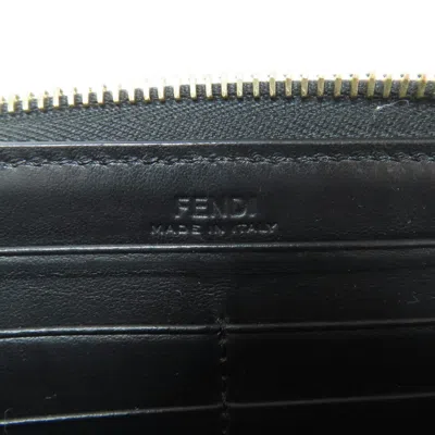 Pre-owned Fendi Black Leather Long Wallet (bi-fold) ()