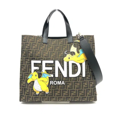 Pre-owned Fendi Brown Canvas Leather Shoulder Bag Tote Bag ()