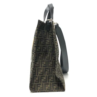 Pre-owned Fendi Brown Canvas Leather Shoulder Bag Tote Bag ()