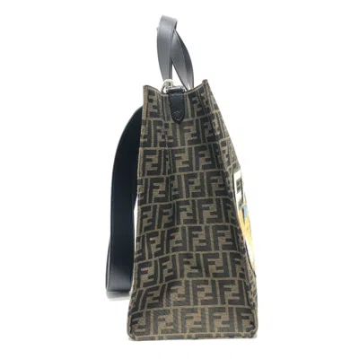 Pre-owned Fendi Brown Canvas Leather Shoulder Bag Tote Bag ()