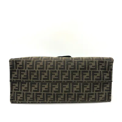 Pre-owned Fendi Brown Canvas Leather Shoulder Bag Tote Bag ()