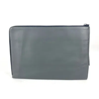 Pre-owned Fendi Gray Leather Clutch Bag Pouch ()