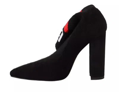 Pre-owned Gcds Black Suede Logo Socks Block Heel Ankle Boots Women's Shoes ()