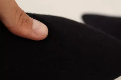 Pre-owned Gcds Black Suede Logo Socks Block Heel Ankle Boots Women's Shoes ()