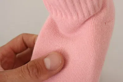 Pre-owned Gcds Pink Suede Logo Socks Block Heel Ankle Boots Women's Shoes ()