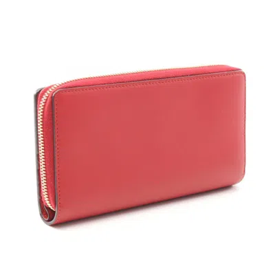 Pre-owned Gucci Bamboo Red Color Leather Long Wallet (bi-fold) ()