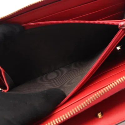 Pre-owned Gucci Bamboo Red Color Leather Long Wallet (bi-fold) ()