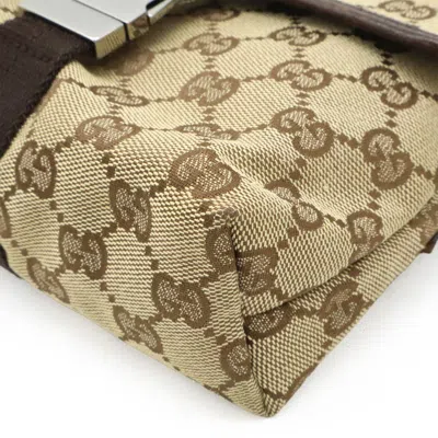 Pre-owned Gucci Beige Dark Brown Canvas Leather Pouch Sling Bag () In Multi