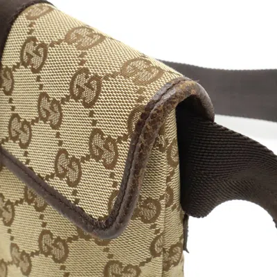Pre-owned Gucci Beige Dark Brown Canvas Leather Pouch Sling Bag () In Multi