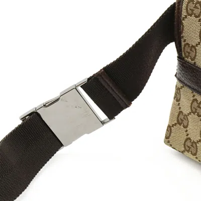 Pre-owned Gucci Beige Dark Brown Canvas Leather Pouch Sling Bag () In Multi