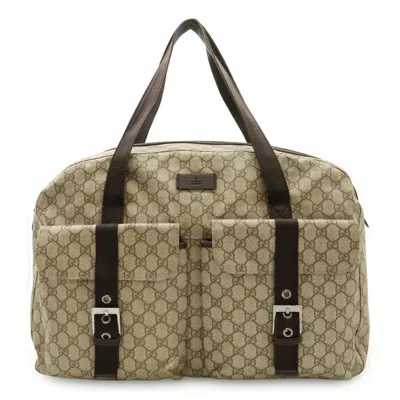 Pre-owned Gucci Beige Dark Brown Pvc Leather Boston Bag Tote Bag () In Multi