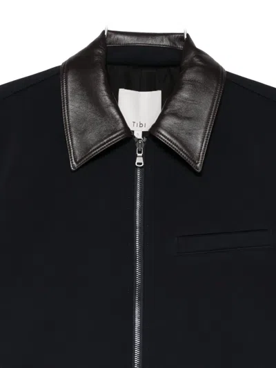 Tibi Contrast-collar Jacket In Blue