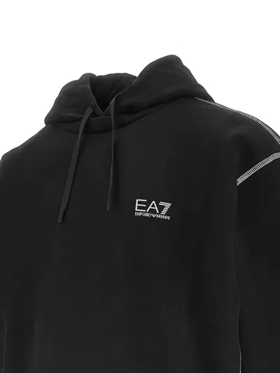 Ea7 Logo-detail Hoodie In Black